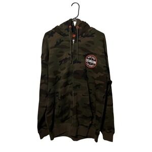Dixxon Flannel Co Hoodie Mens Large Green Brown Camo Full Zip Sweatshirt Biker